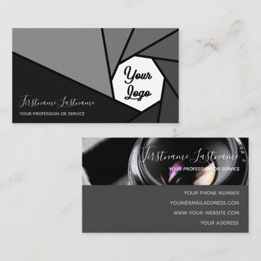 Logo für Kameraöffnung Fotografen Visitenkarte (Vorne/Hinten)