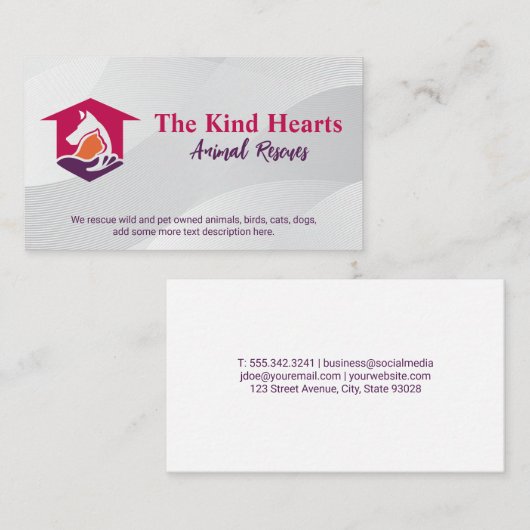 Logo für Katzen für Hunde | Wild Life Rescue Visitenkarte (Vorne/Hinten)