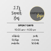 LOGO FÜR KLEINE GESCHÄFTSSTUNDEN FENSTERAUFKLEBER (Blatt)