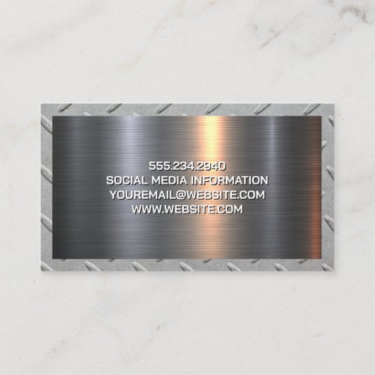 Logo für Kommerzielles Stahl | Metallische Grenze Visitenkarte (Rückseite)