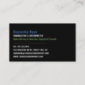 Logo für Kommunikation, Übersetzer und Dolmetscher Visitenkarte (Rückseite)