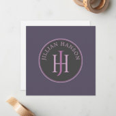 Logo für künstlerische Monogramme - Himbeere Viole Mitteilungskarte (Vorderseite/Rückseite Beispiel)