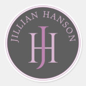 Logo für künstlerische Monogramme - Himbeere Viole Runder Aufkleber (Vorderseite)