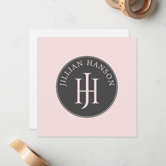Logo für künstlerische Monogrammnamen Rosa Mitteilungskarte (Vorderseite/Rückseite Beispiel)
