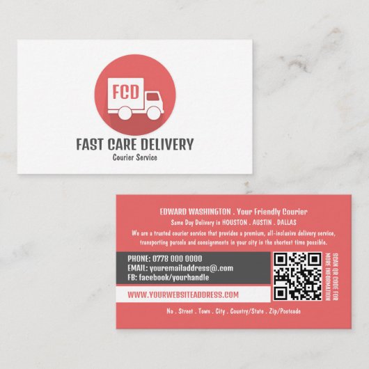 Logo für Kurierdienste, Kurierdienst Visitenkarte (Vorne/Hinten)