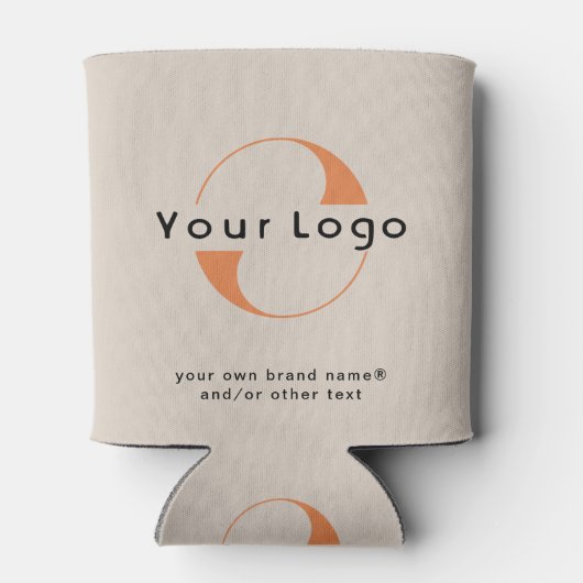 Logo für Light Tan + Black Text Company Business C Dosenkühler (Rückseite)