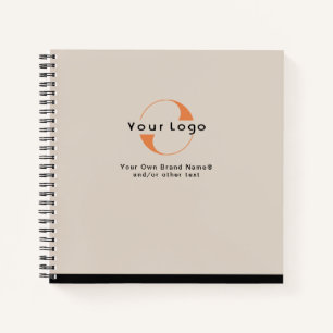 Logo für Light Tan + Black Text Company Business N Notizblock