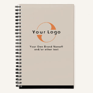 Logo für Light Tan + Black Text Company Business N Notizblock