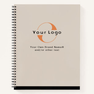 Logo für Light Tan + Black Text Company Business N Notizblock