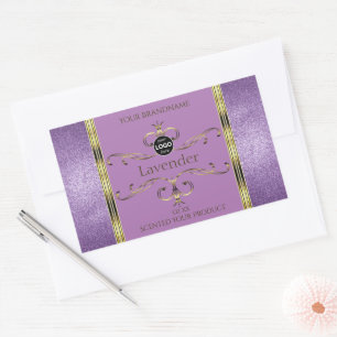 Logo für lila Glitzer- und Gold-Verzierte Produktk Rechteckiger Aufkleber