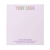 Logo für lila Office Notepad Custom Business Compa Notizblock (Vorderseite)