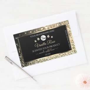 Logo für luxuriöse Black Gold Glitzer-Produkte Rechteckiger Aufkleber