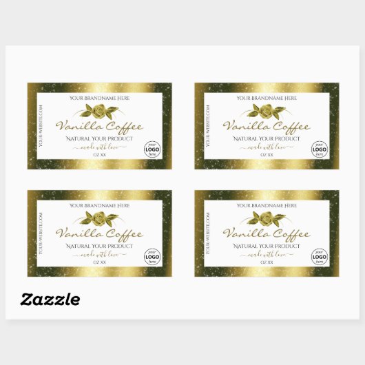 Logo für Luxus-Gold-Glitzer-White-Product-Labels Rechteckiger Aufkleber (Blatt)