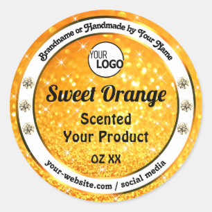 Logo für Luxusmarken für Orange Sparkle Glitzer Runder Aufkleber
