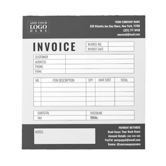 Logo für Minimalistische, benutzerdefinierte Gesch Notizblock (Vorderseite)