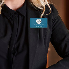 Logo für Mitarbeiter Blau Namenschild