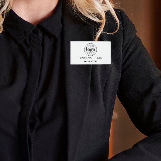 Logo für Mitarbeiter: Weiß Schwarz Namenschild