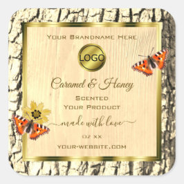 Logo für Naturholz-Körner-Baumhacken-Produktmarken Quadratischer Aufkleber