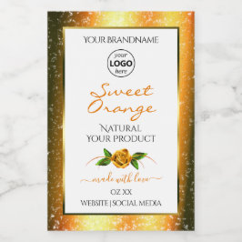Logo für Orange Glitzer White Product Labels Rose  Lebensmitteletikett