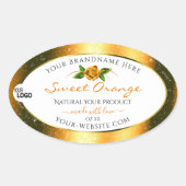 Logo für Orange Glitzer White Product Labels Rose  Ovaler Aufkleber (Vorderseite)
