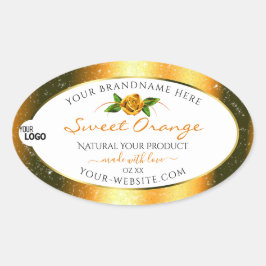 Logo für Orange Glitzer White Product Labels Rose  Ovaler Aufkleber