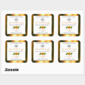 Logo für Orange Glitzer White Product Labels Rose Quadratischer Aufkleber (Blatt)