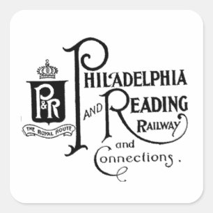 Logo für Philadelphia und Reading Railway Quadratischer Aufkleber