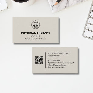 Logo für Physiotherapieklinik mit QR-Code Visitenkarte