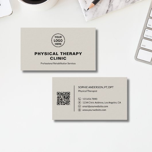 Logo für Physiotherapieklinik mit QR-Code Visitenkarte