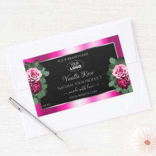 Logo für Produktverpackungen in Schwarz und Rosa Rechteckiger Aufkleber