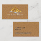 Logo für Real Anwesen House | Leather Stitched Visitenkarte (Vorne/Hinten)