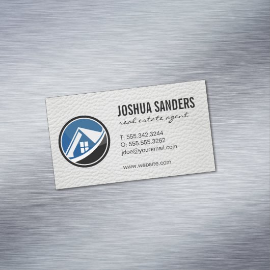 Logo für Real Anwesen House | Leder Magnetische Visitenkarte (Beispiel)