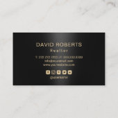 Logo für Real Anwesen Realtor Black & Gold Custom Visitenkarte (Rückseite)