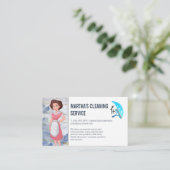 Logo für Reinigungsdienste | Maid Cartoon Visitenkarte (Stehend Vorderseite)