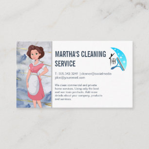Logo für Reinigungsdienste   Maid Cartoon Visitenkarte