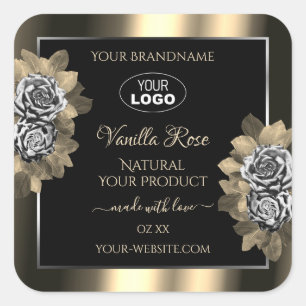Logo für Rose von Blankal-Gold-Silbertabletten Quadratischer Aufkleber