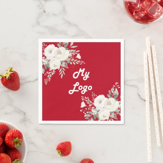 Logo für Rot-Weiß-Blumengeschäfte Serviette (Beispiel)