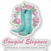 Logo für rustikale Cowgirl-Boots & Shabby-Rose Aufkleber (Vorderseite)