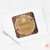 Logo für rustikale Etiketten von Holzkörnchen Quadratischer Aufkleber (Umschlag)