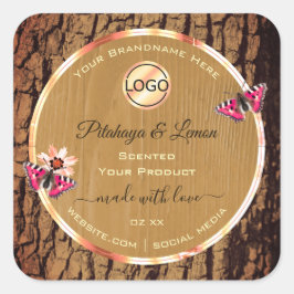 Logo für rustikale Etiketten von Holzkörnchen Quadratischer Aufkleber