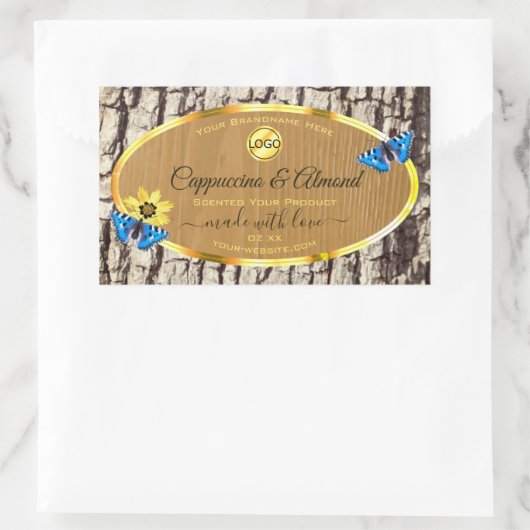 Logo für rustikale, natürliche Baumhackkörbe Rechteckiger Aufkleber (Tasche)