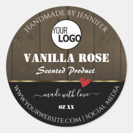 Logo für schwarz-dunkelbraune Holzkörnprodukte Runder Aufkleber