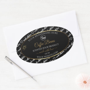 Logo für Schwarz-Weiß-Word-Gold-Produktmarken Ovaler Aufkleber