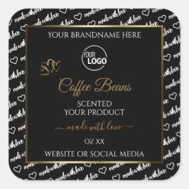 Logo für Schwarz-Weiß-Word-Gold-Produktmarken Quadratischer Aufkleber
