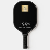 Logo für Schwarz-weiße Monogramm-Initialen Pickleball Schläger (Vorderseite)