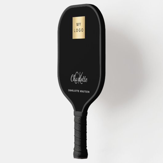 Logo für Schwarz-weiße Monogramm-Initialen Pickleball Schläger (Links)