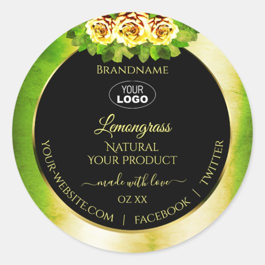 Logo für schwarze, grüne Marmormarken mit schwarze Runder Aufkleber (Vorderseite)