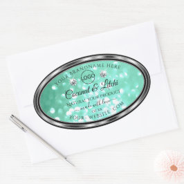 Logo für Shimmery Aquamarine Glitzer-Produktkennze Ovaler Aufkleber