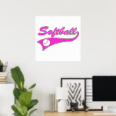 Logo für Softball-Skripte rosa Poster (Heimbüro)