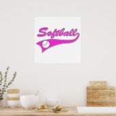 Logo für Softball-Skripte rosa Poster (Küche)
